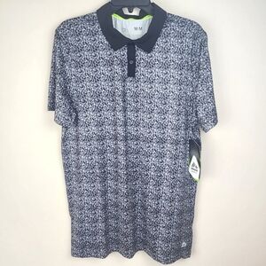 RBX Stay On Course Black/Gray Geometric Polo Men's Medium